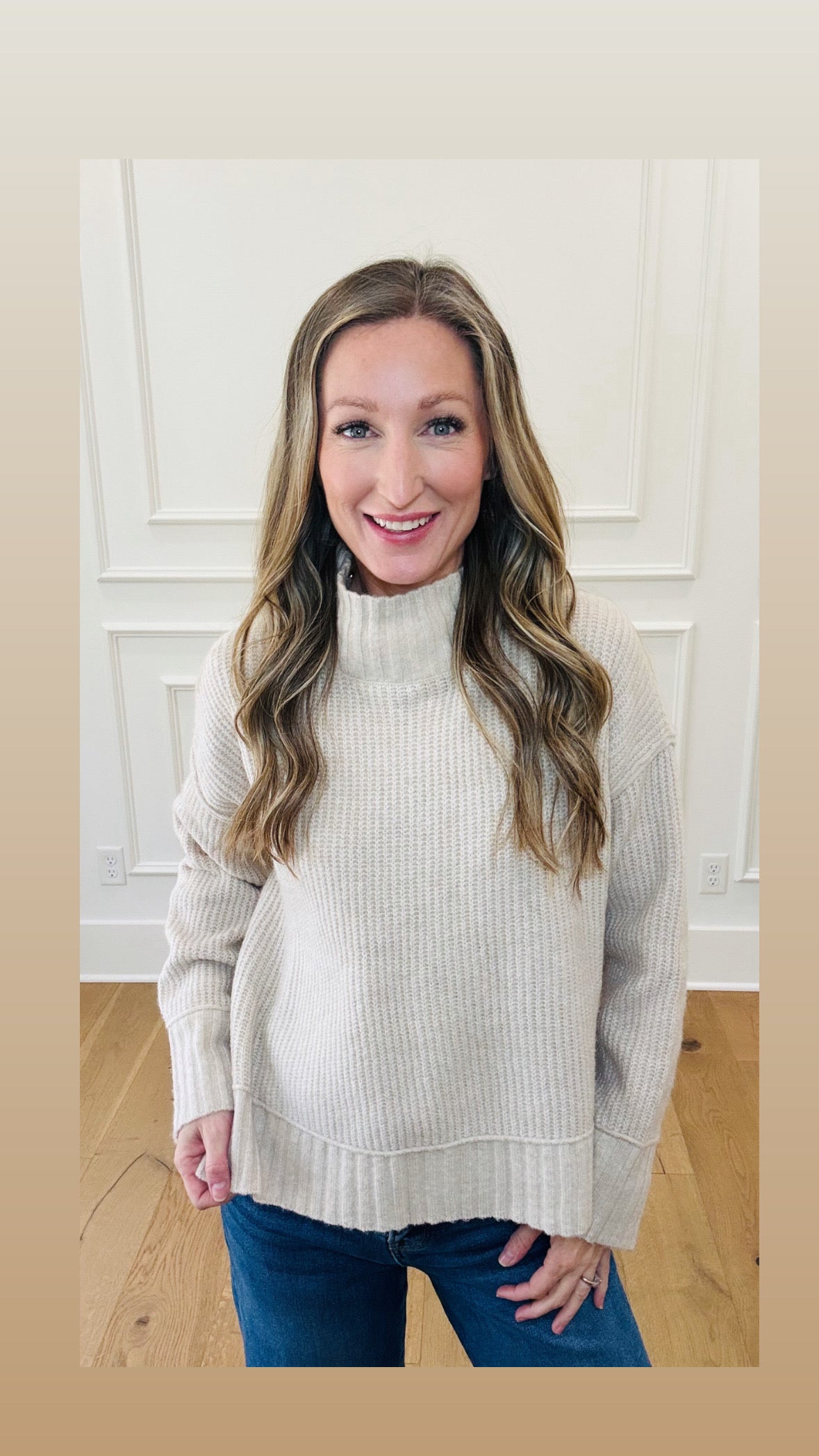 Kiara Mock Neck Sweater - Oatmeal