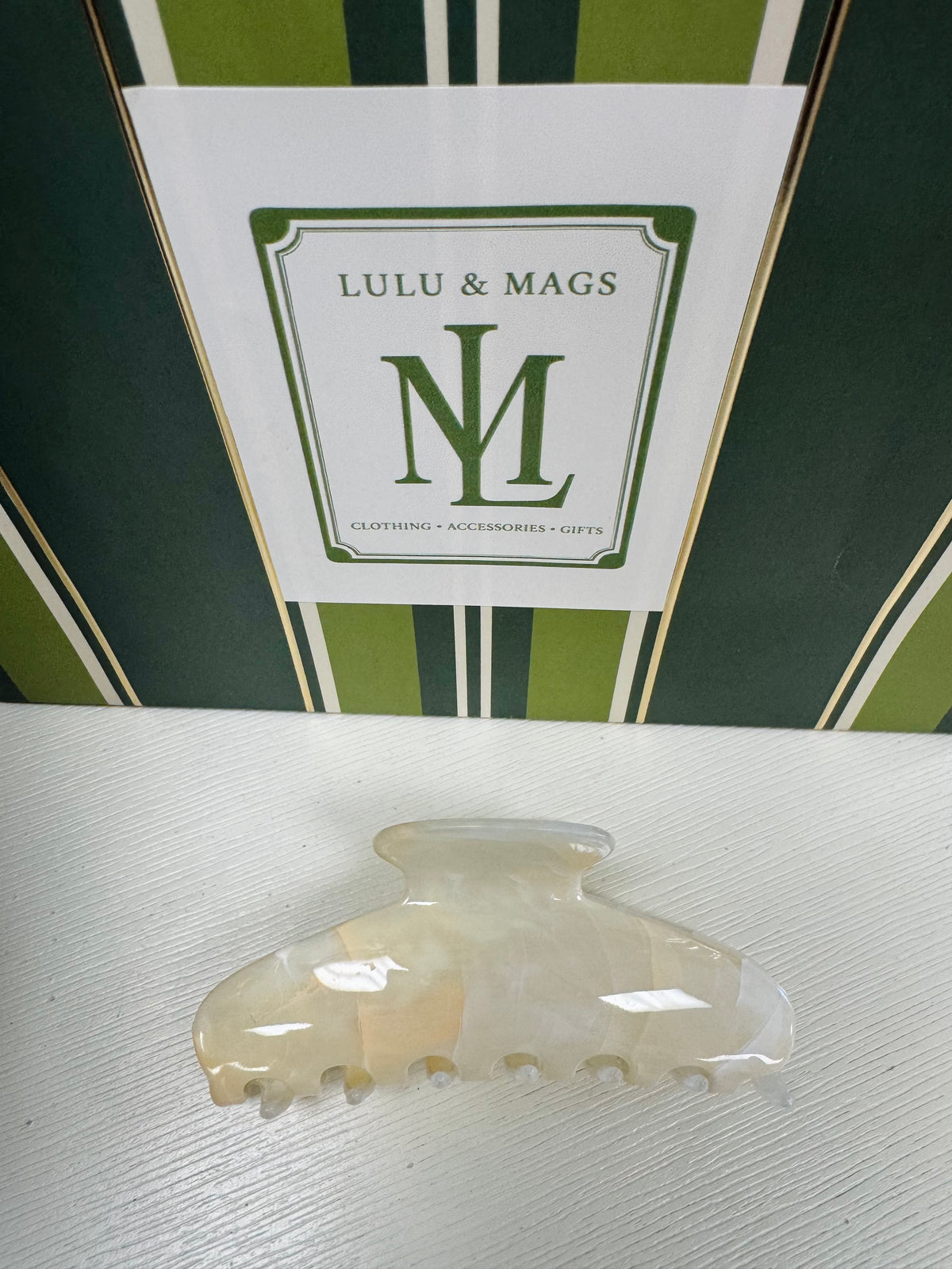 Hair Clip- Cream Marble