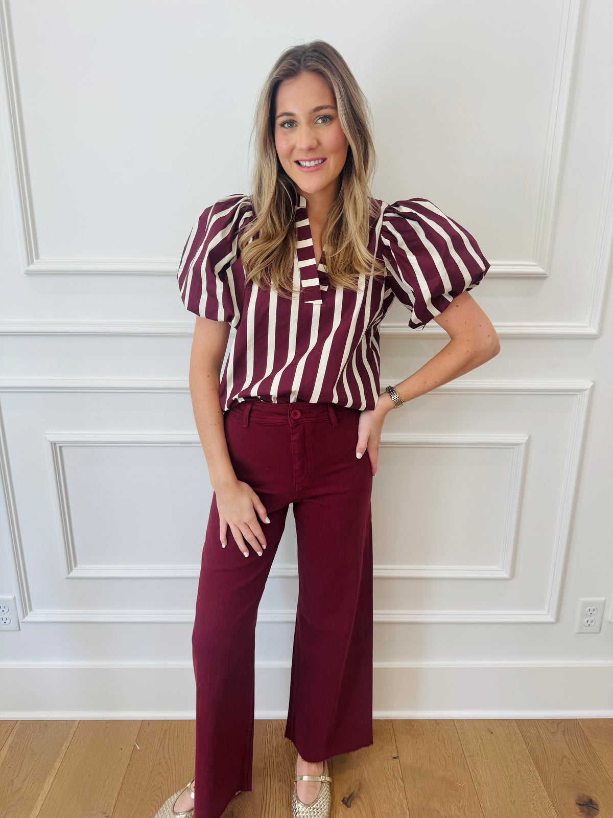 Palmer Wide Leg Jean - Wine