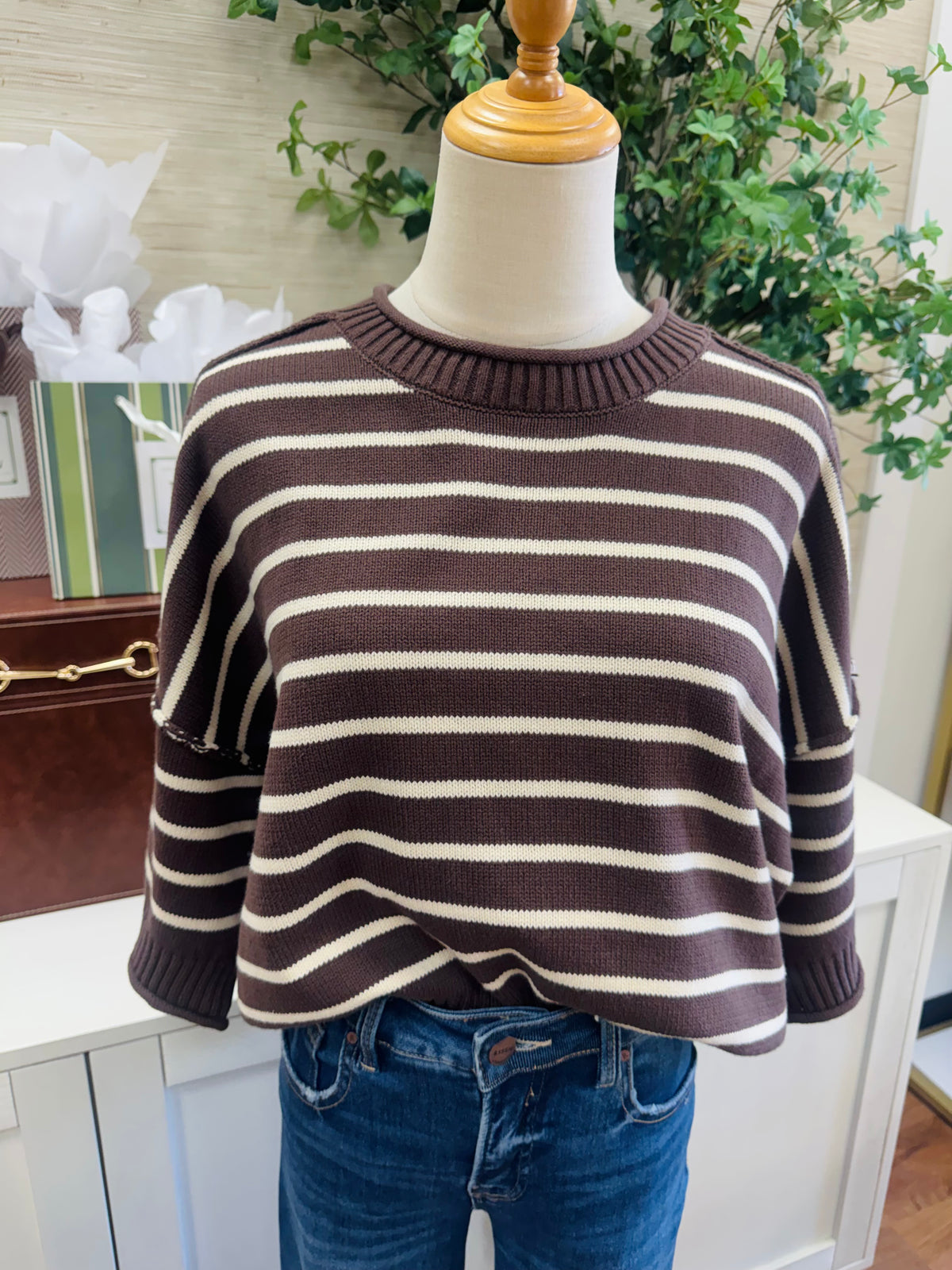 Easy Going Stripe Sweater - Brown
