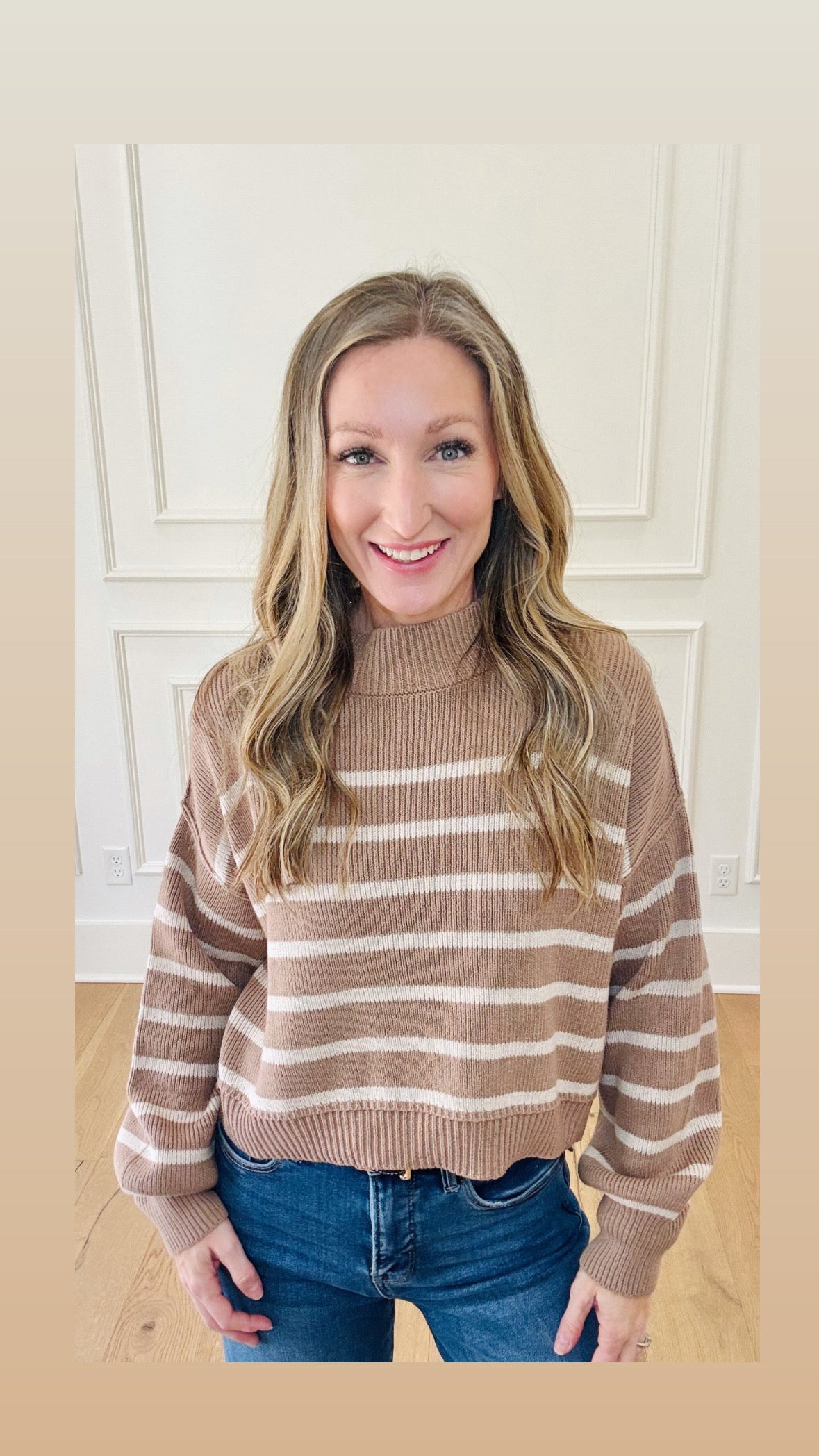 Madalynn Mock Neck Sweater - Tan