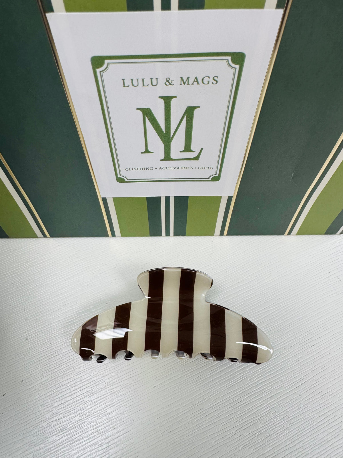 Hair Clip - Brown Stripe