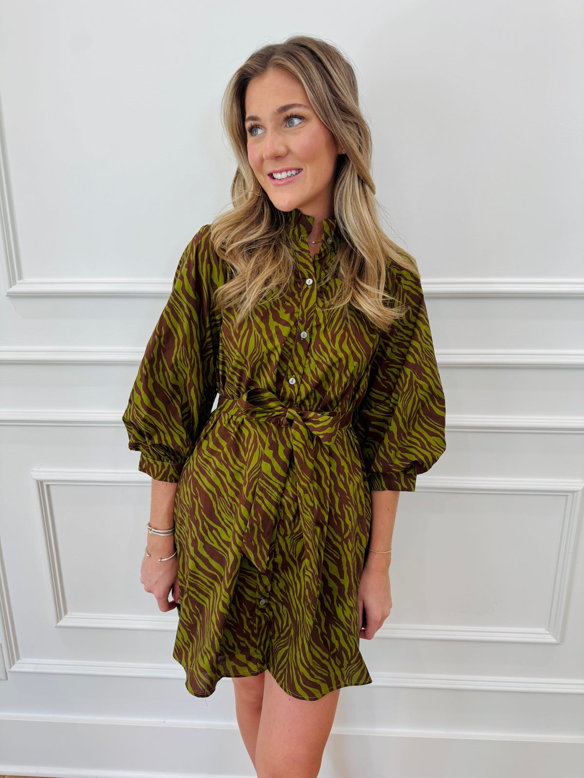 Wildwood Dress Olive/Brown