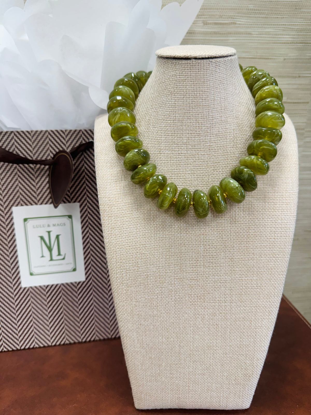 Chartreuse Chunky Beaded Necklace