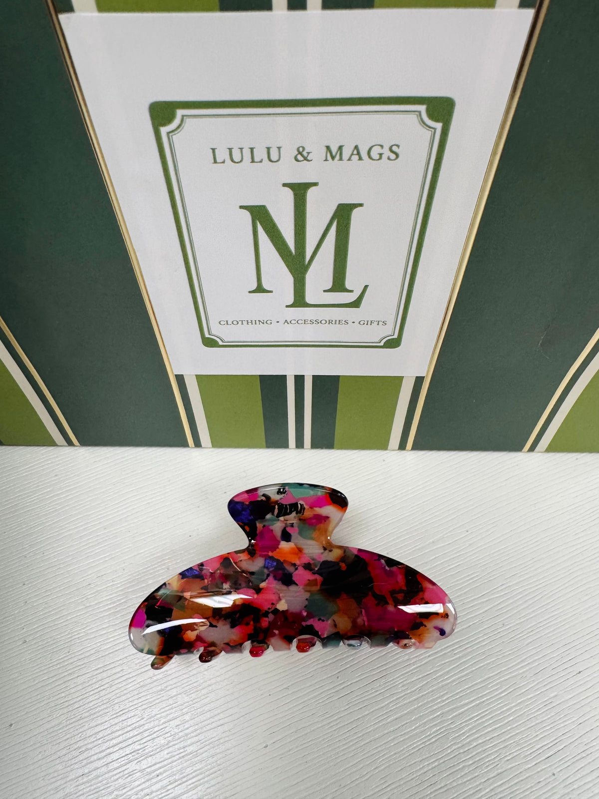 Hair Clip- Burgundy/Pink Marble