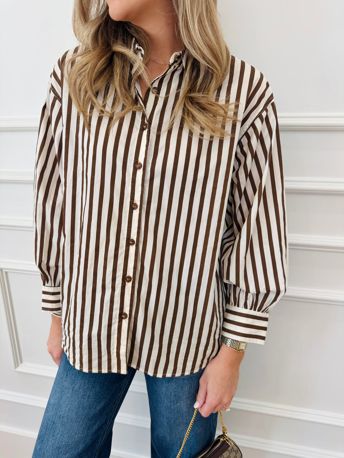 Merritt Stripe Top - Brown