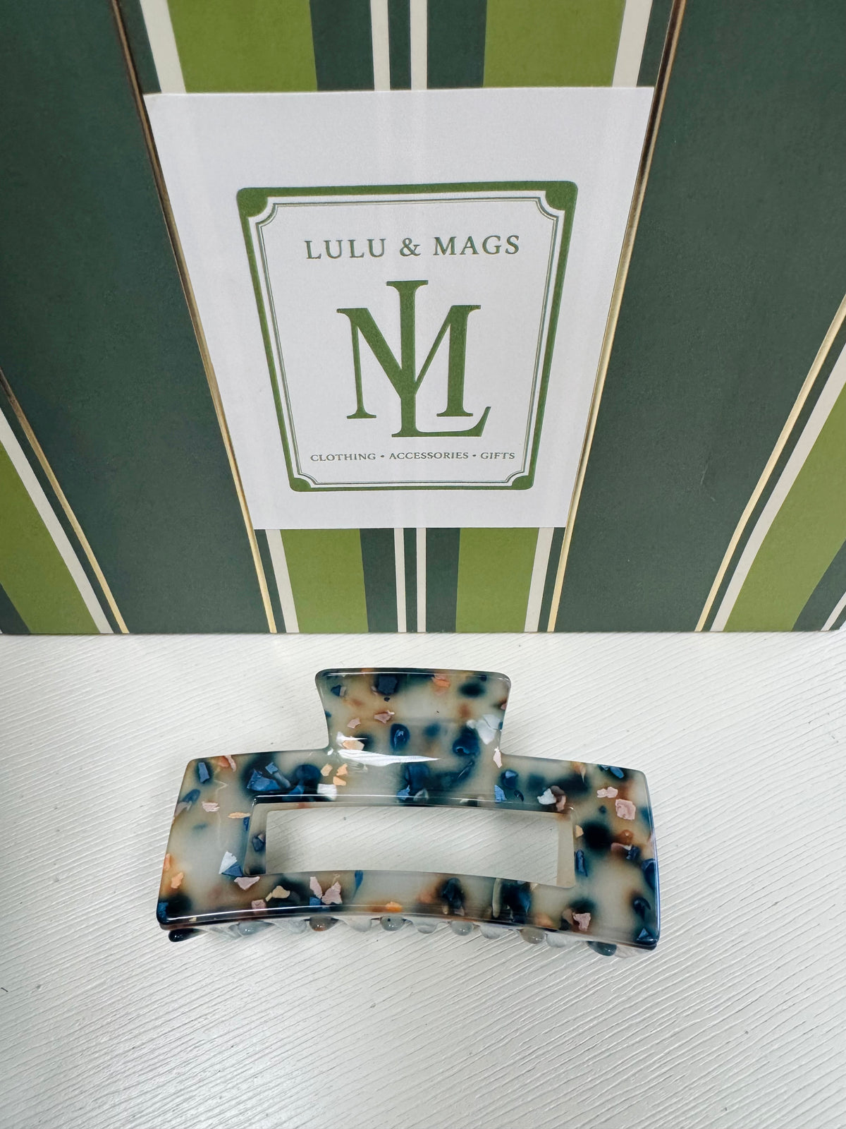 Hair Clip - Multi Blue Marble