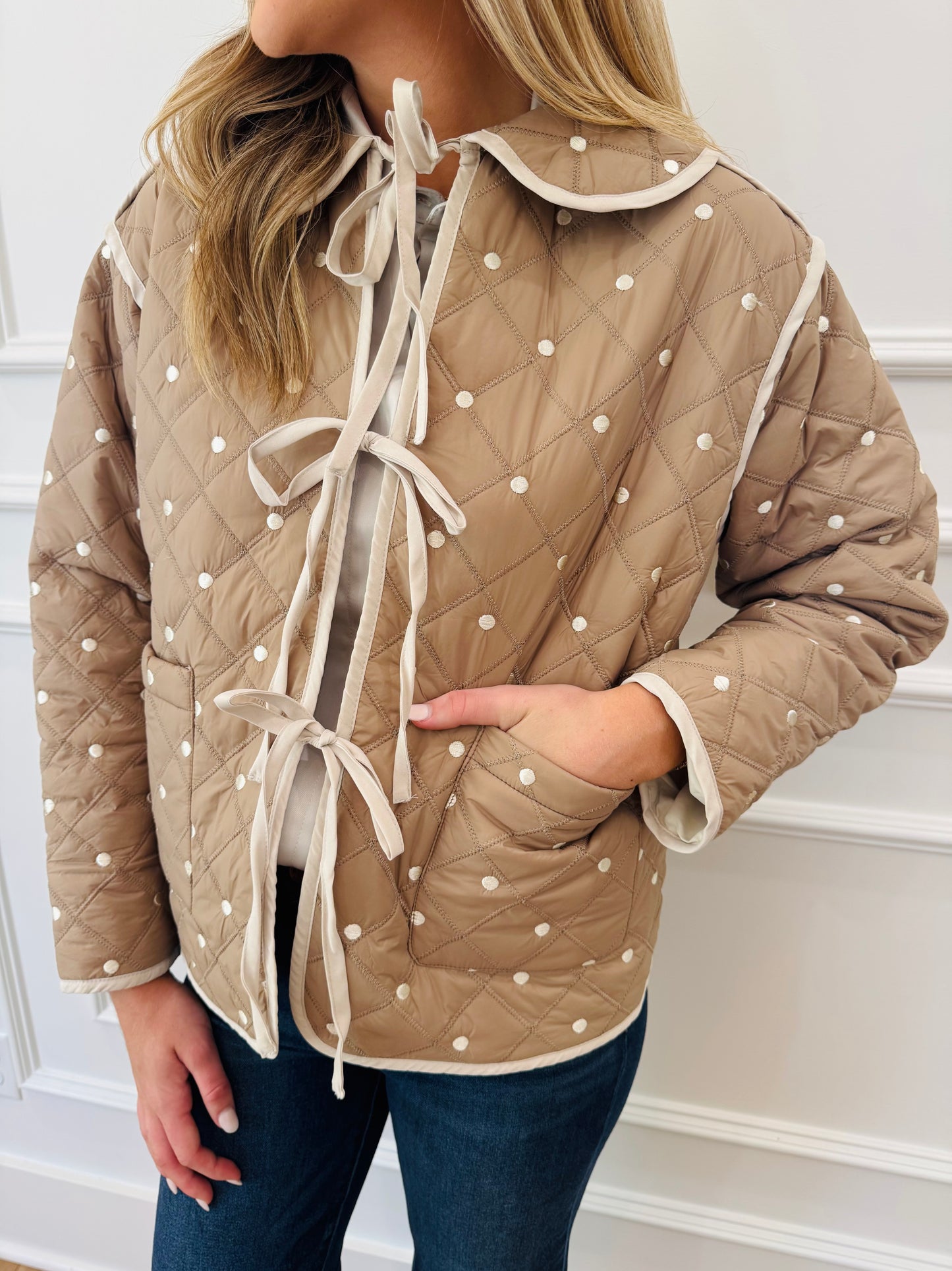 Preslie Polka Dot Jacket - Mocha