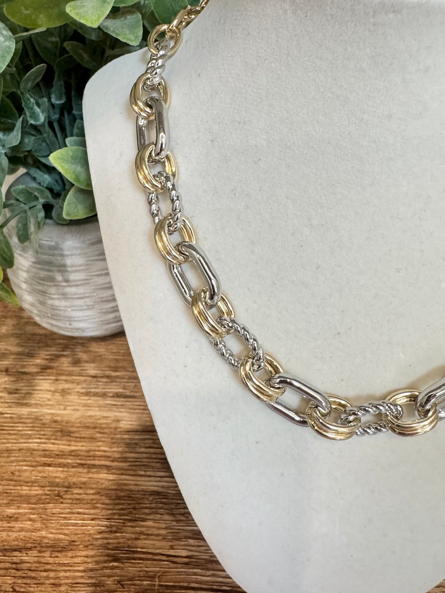 Mixed Metal Chain Necklace