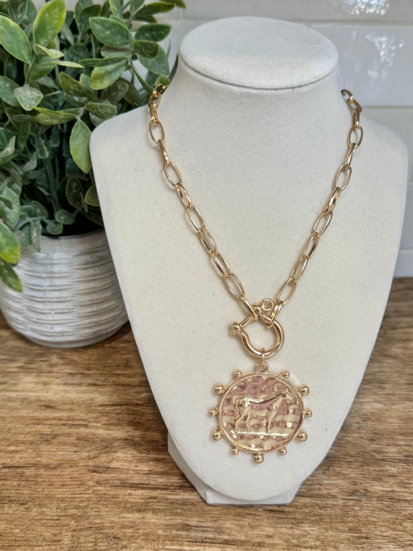 Horse Coin Pendant Necklace