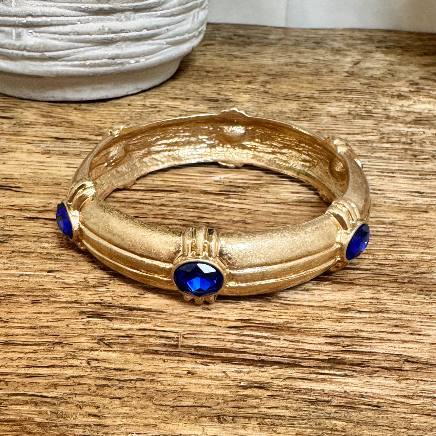 Large Blue Gem Bangle Bracelet