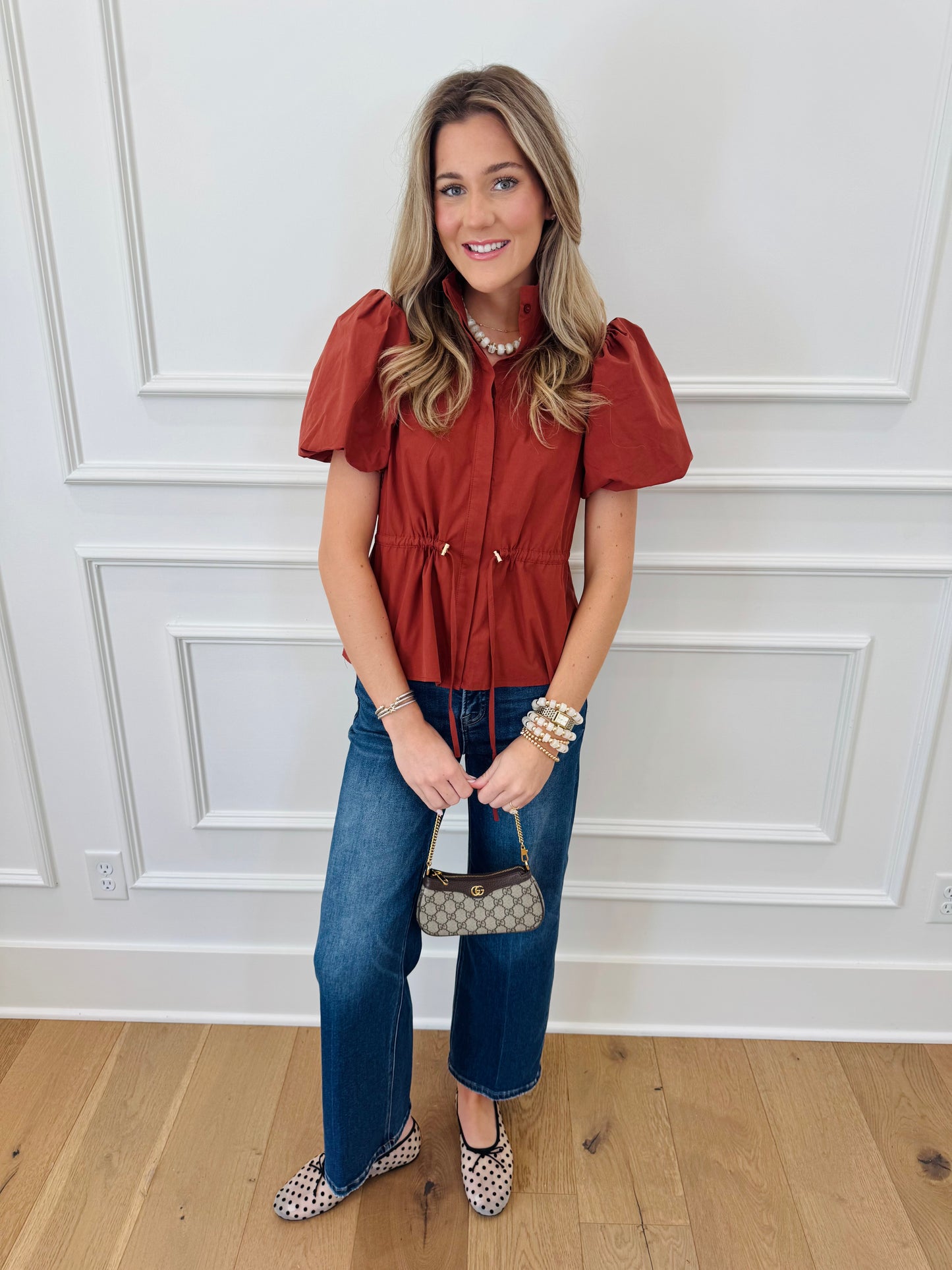 Everly Cinch Waist Top - Rust