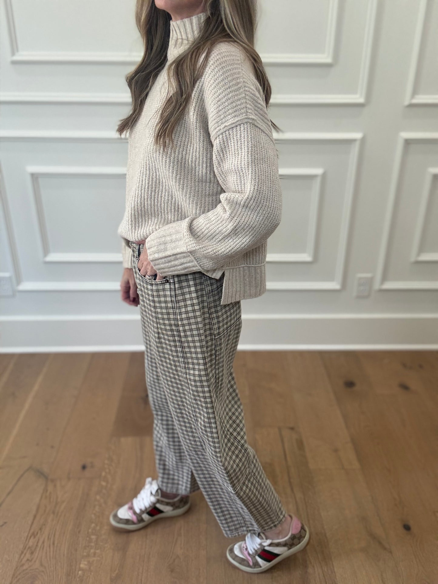 Pauper Plaid Barrel Jeans