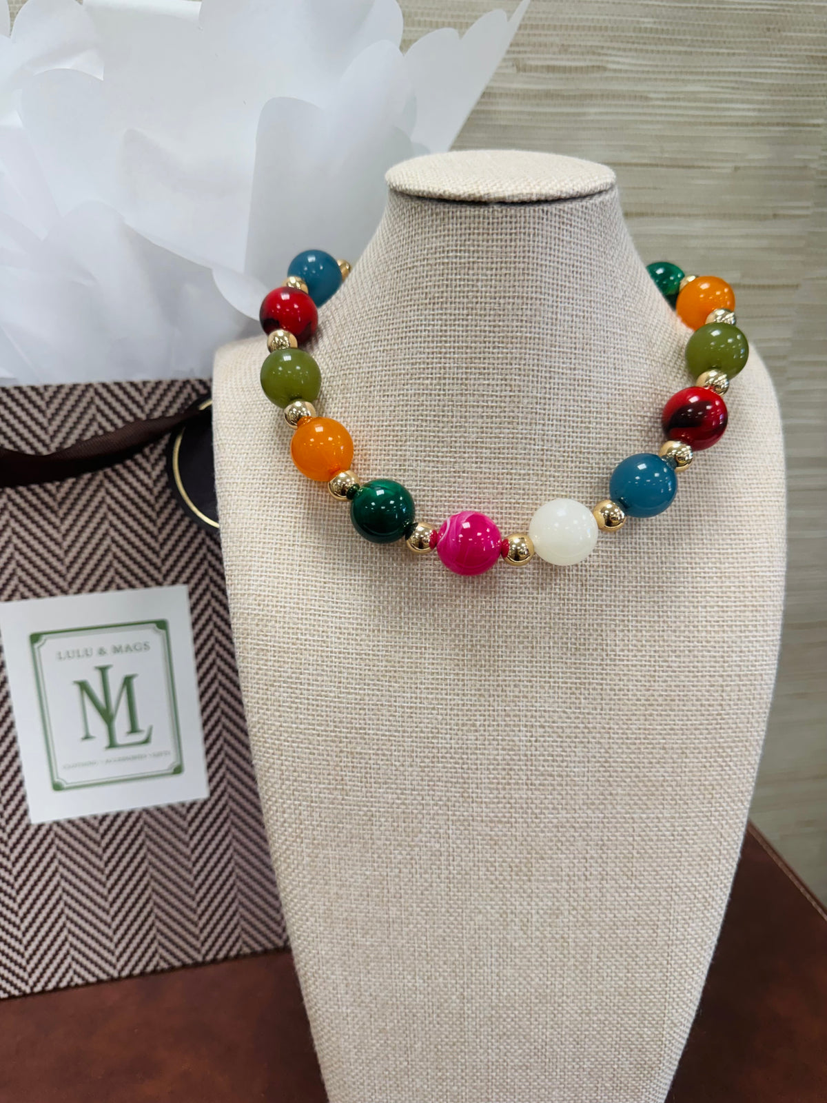 Multi Gold Magnetic Beaded Necklace