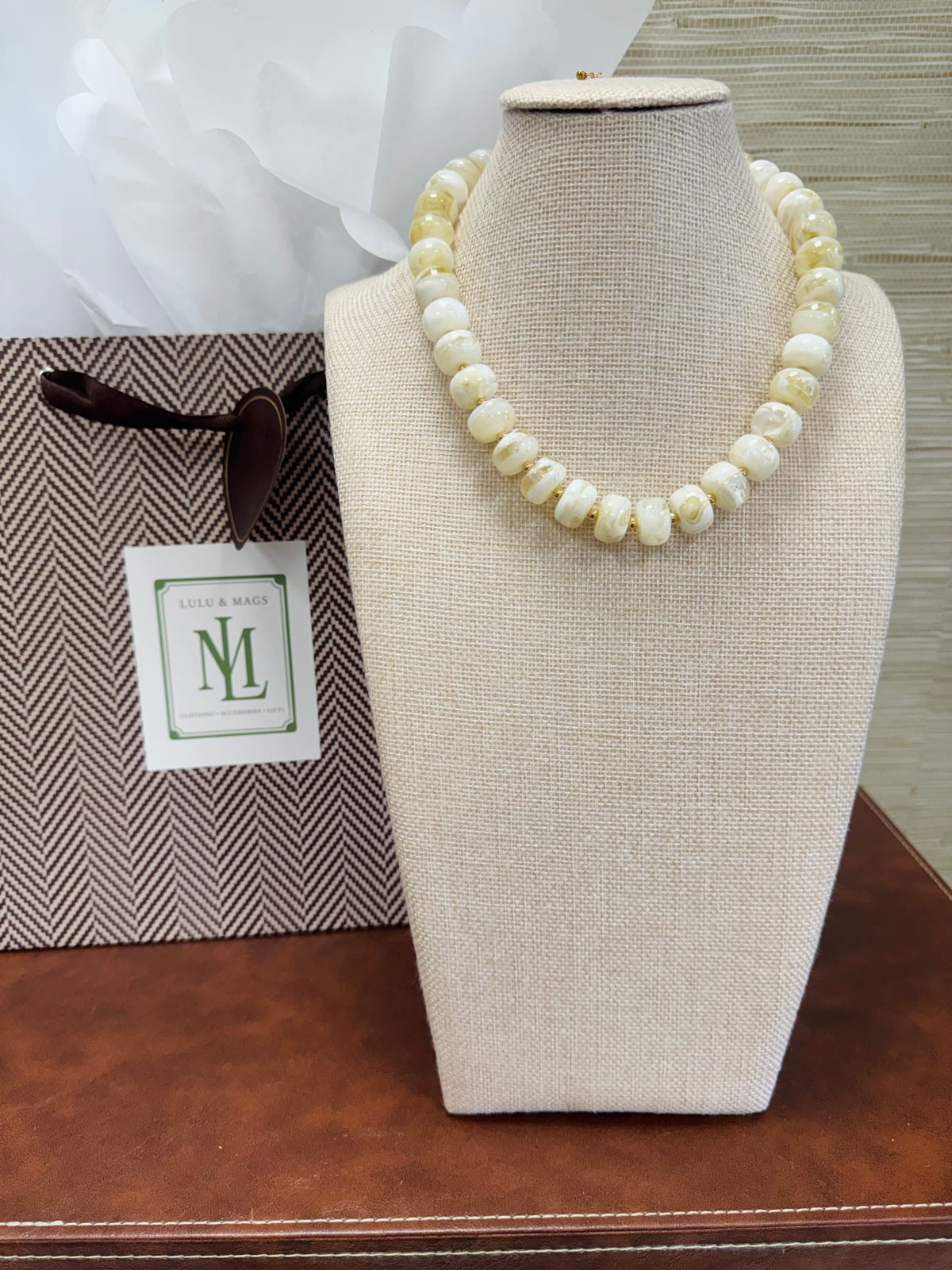 Ivory Marble Beaded Necklace
