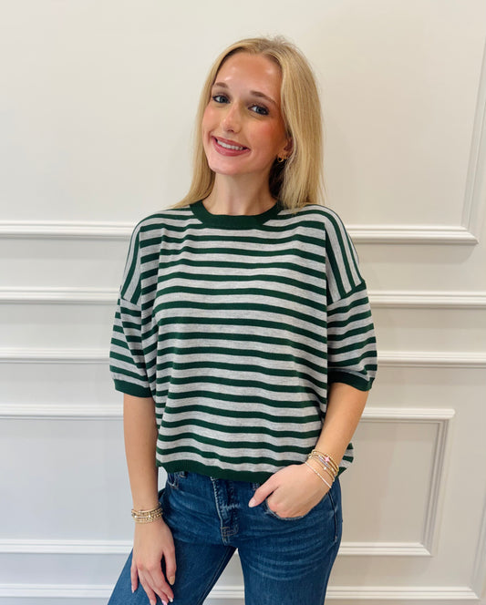 Easy Street Stripe Top - Hunter Green