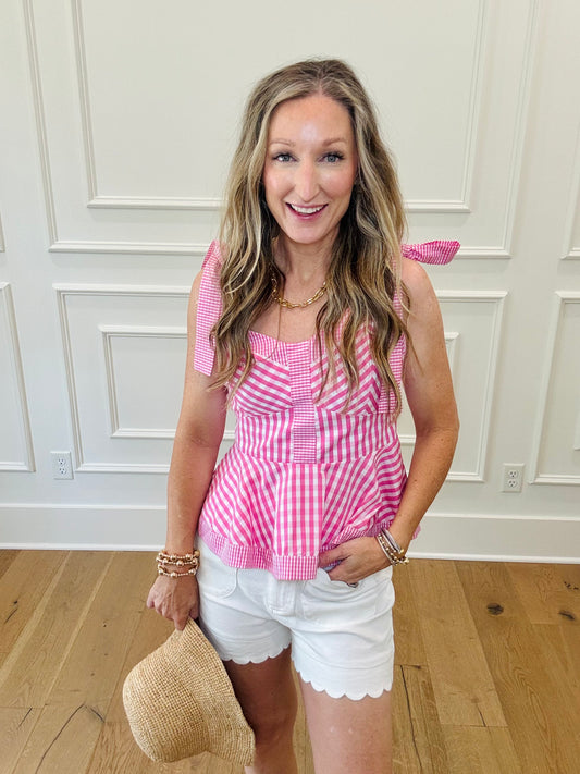 Shortcake Gingham Top - Pink