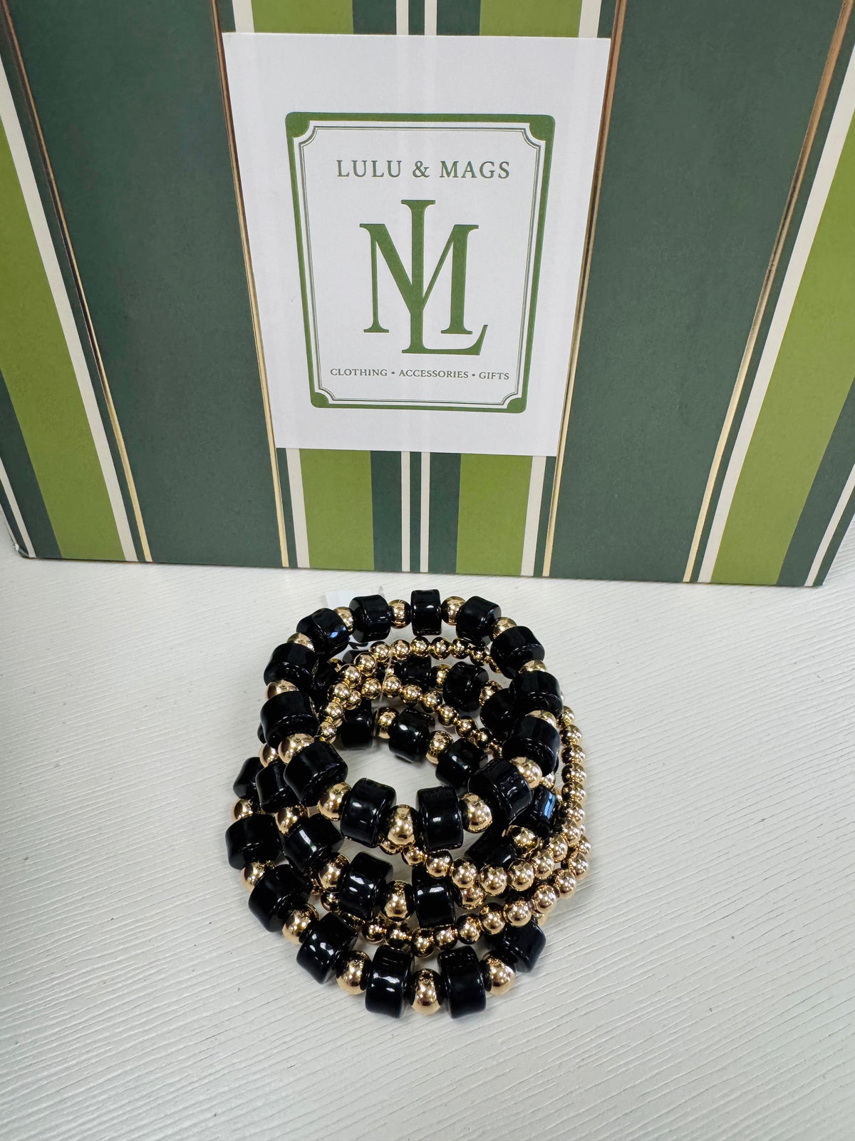 Black & Gold Stretchy Bracelet Set