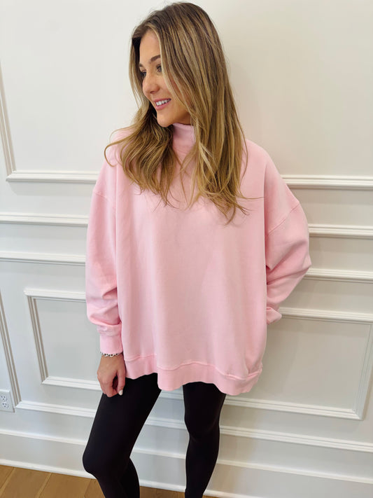 ￼Weekender Mock Neck - Pink