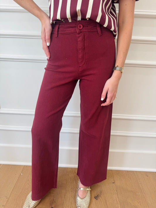 Palmer Wide Leg Jean - Wine