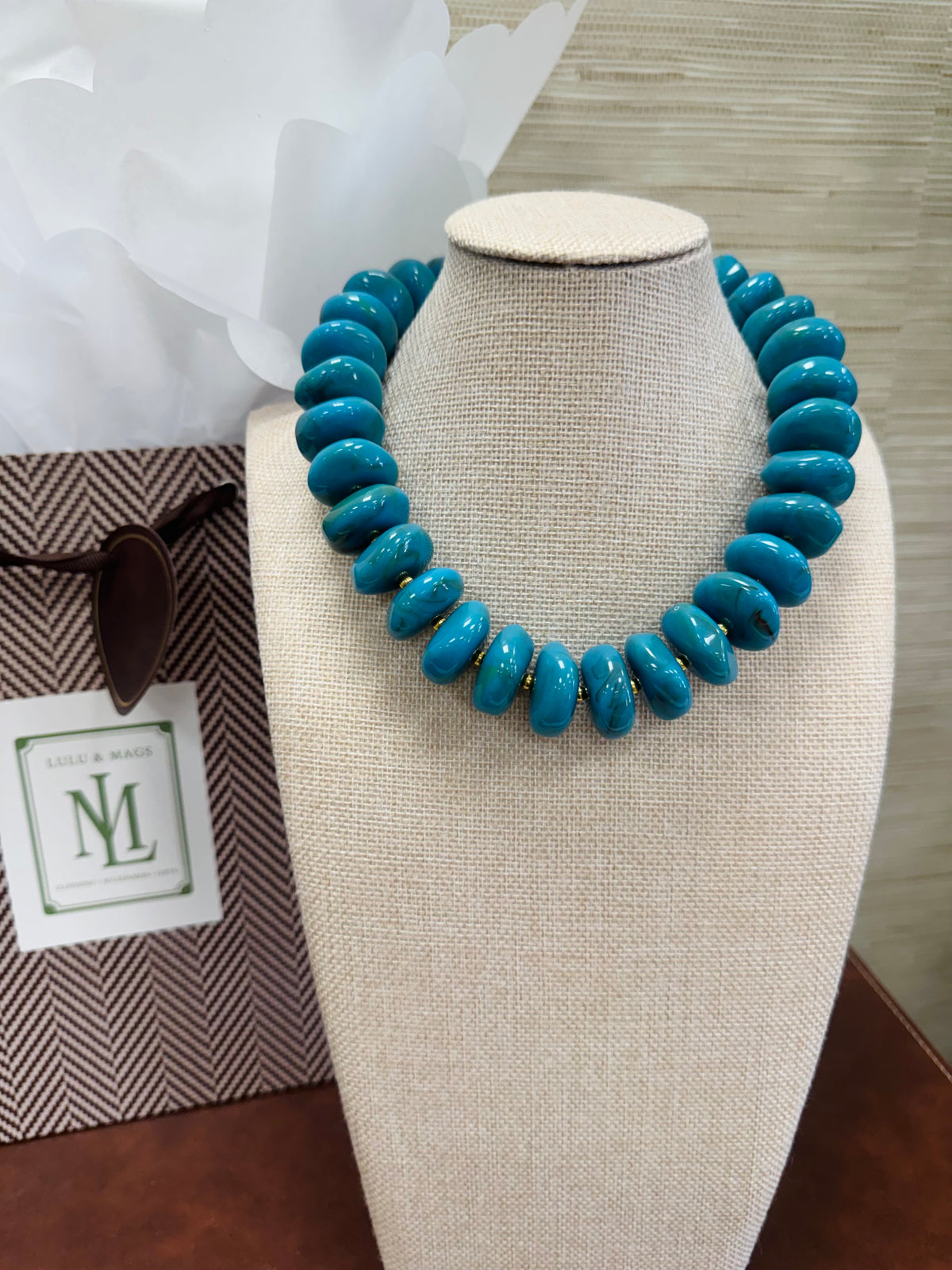 Turquoise Chunky Beaded Necklace