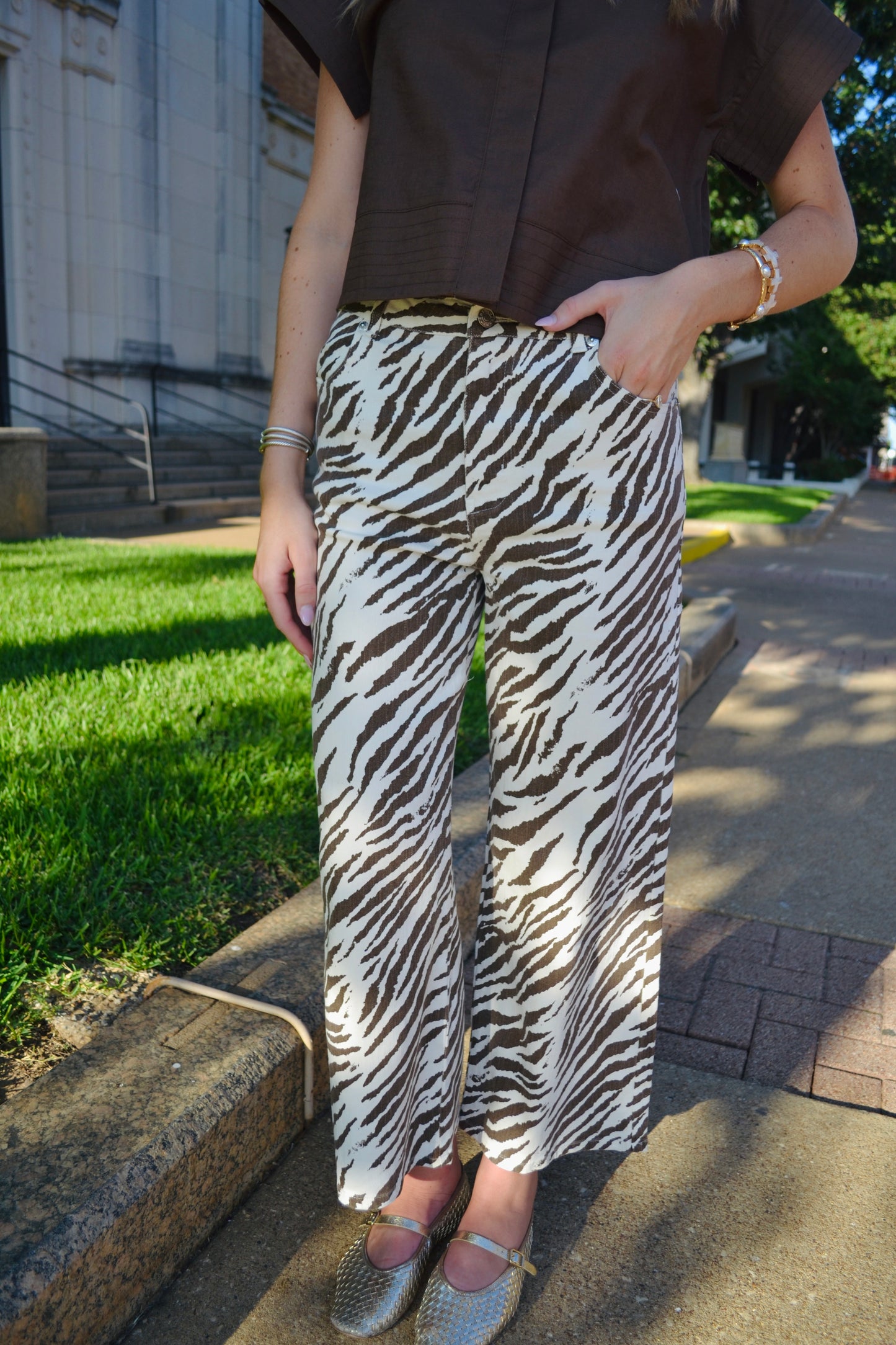 Zayn Zebra Denim Jeans - Ecru