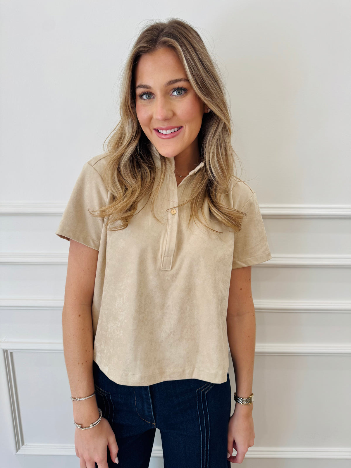 Park Avenue Suede Top - Ecru