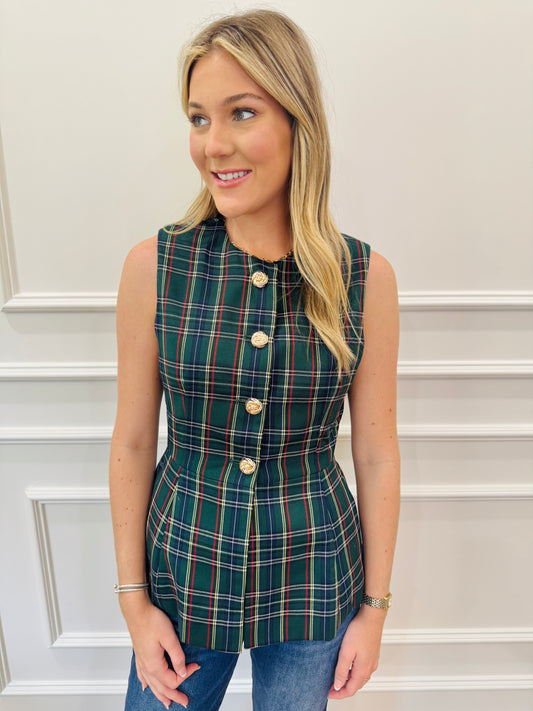 Tartan Plaid Top - Hunter Green