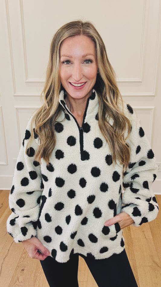 Preslie Polka Dot Fleece Pullover