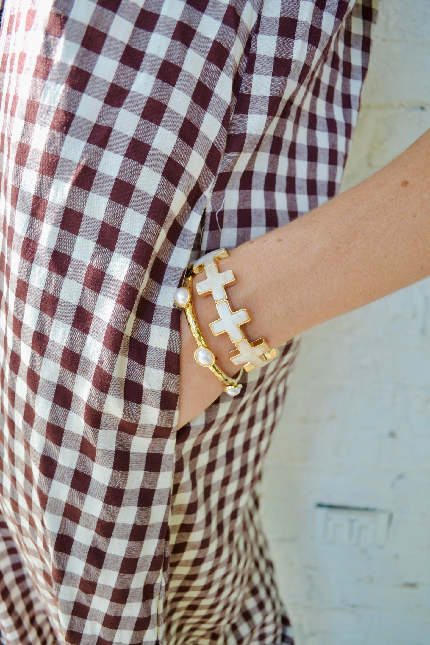 Gabi Gingham Dress - Brown