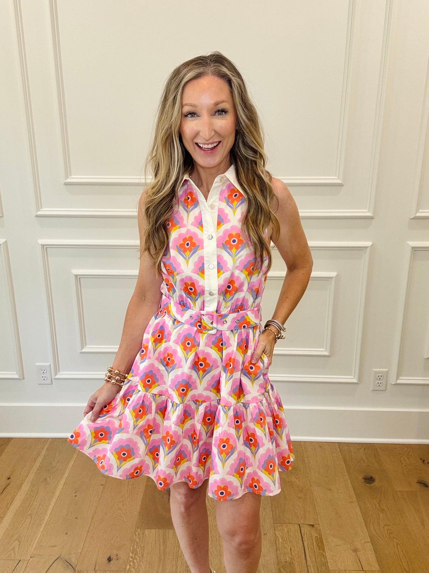 Mod Print Dress - Pink