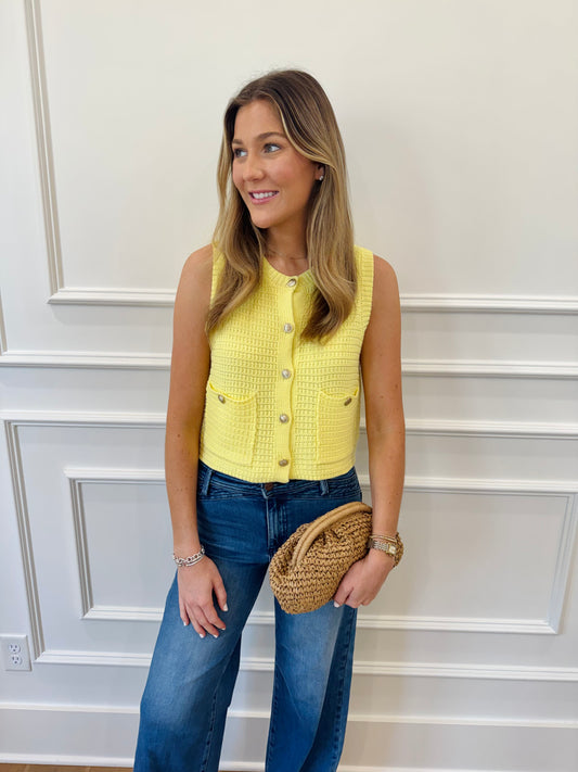 Pimento Sweater Top - Lemon