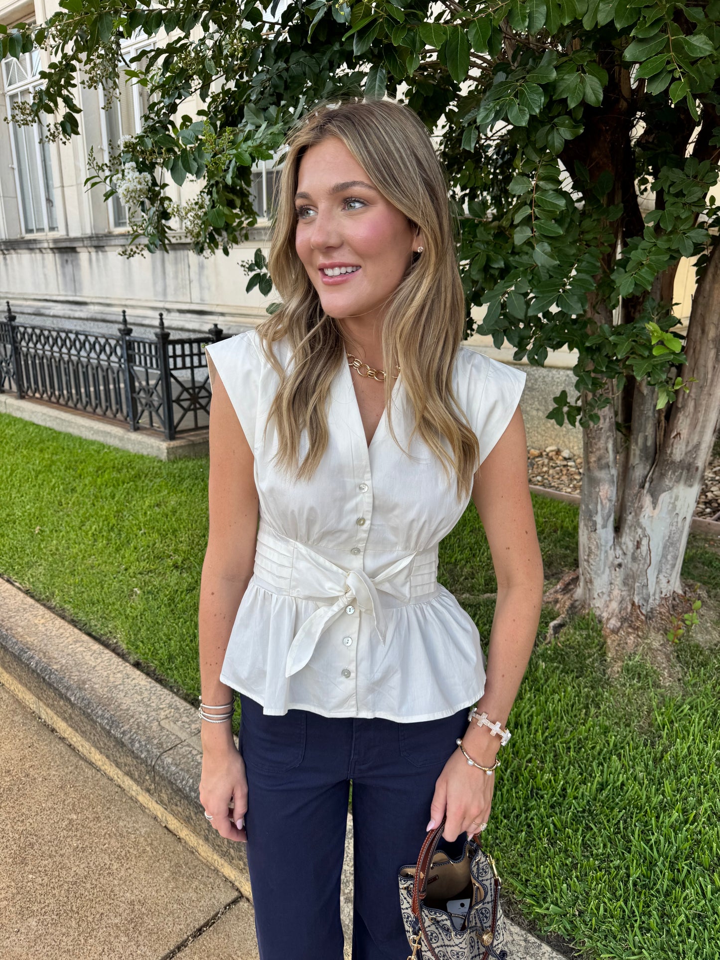 Paisley Peplum Top - Ivory