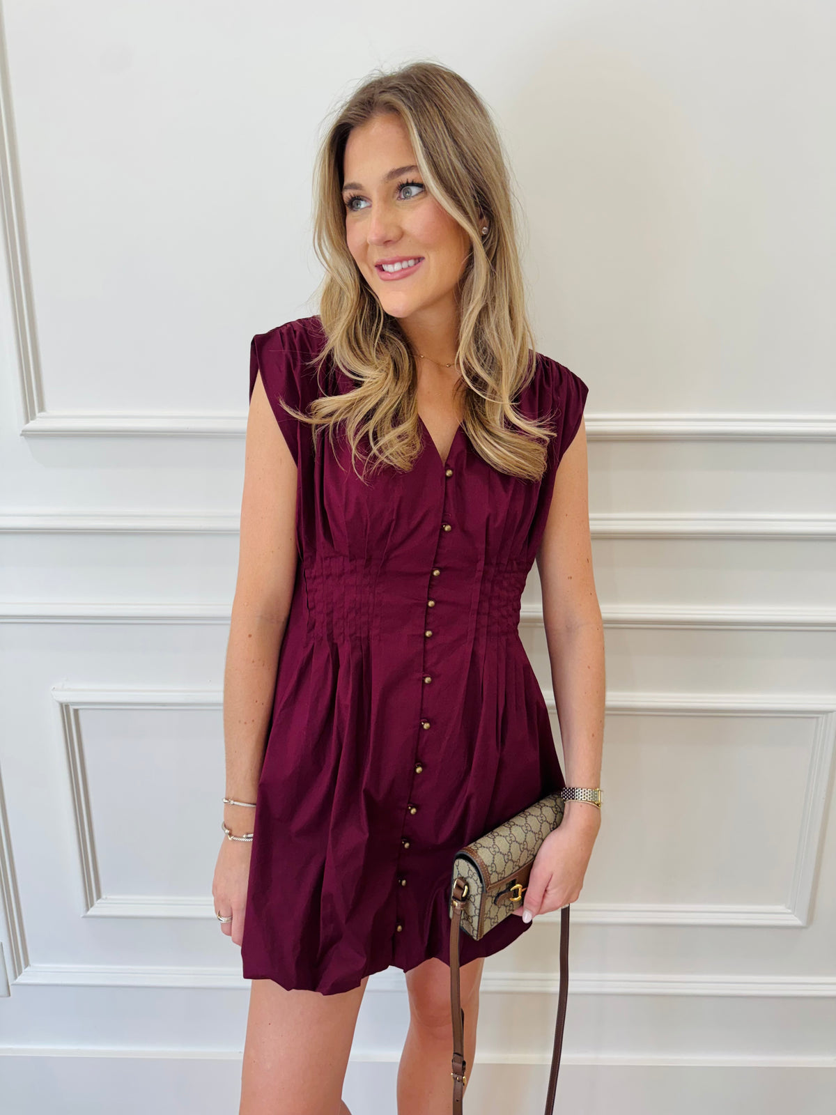 Winnie Bubble Dress - Burgundy