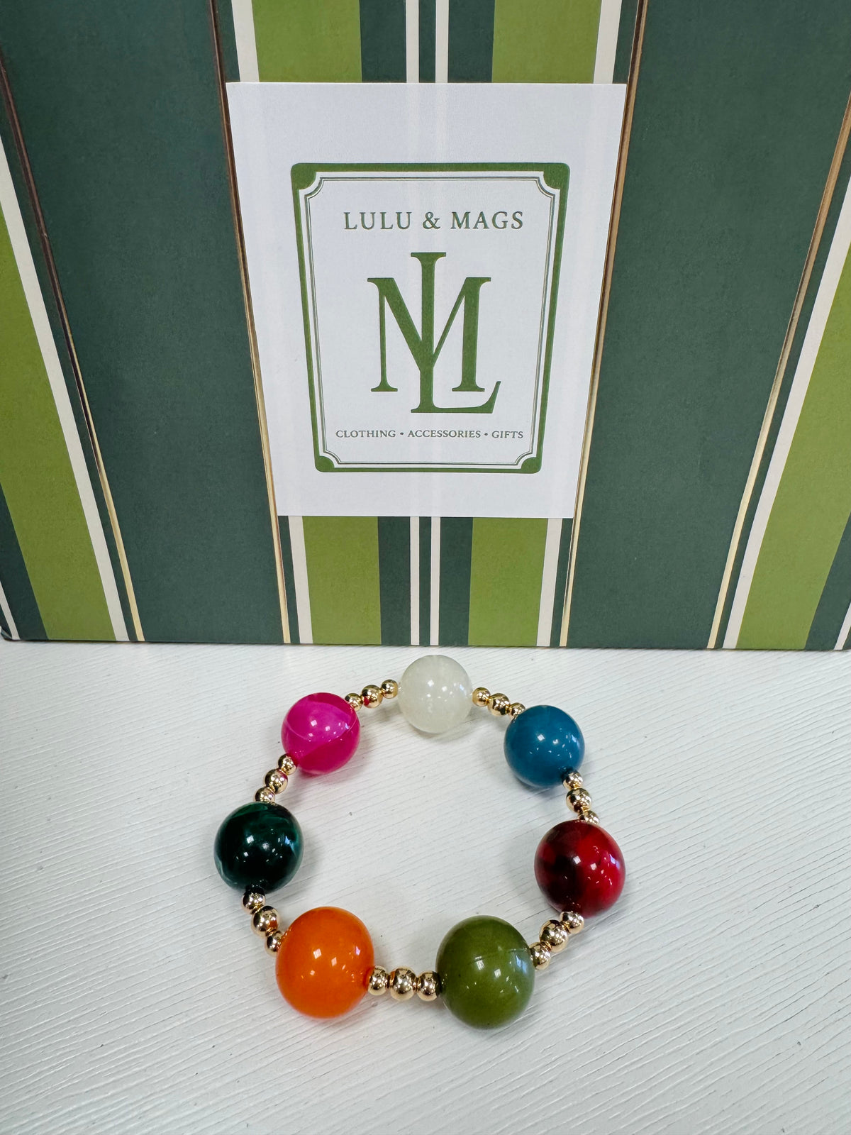 Multi Gold Stretchy Beaded Necklace