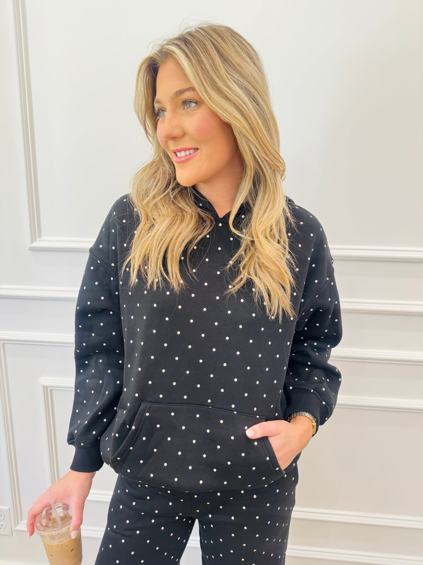 Bambi Polka Dot Hoodie - Black