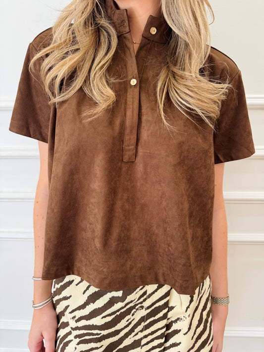 Park Avenue Suede Top - Brown