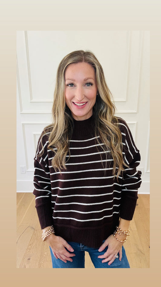 Chase Mock Neck Sweater - Chocolate