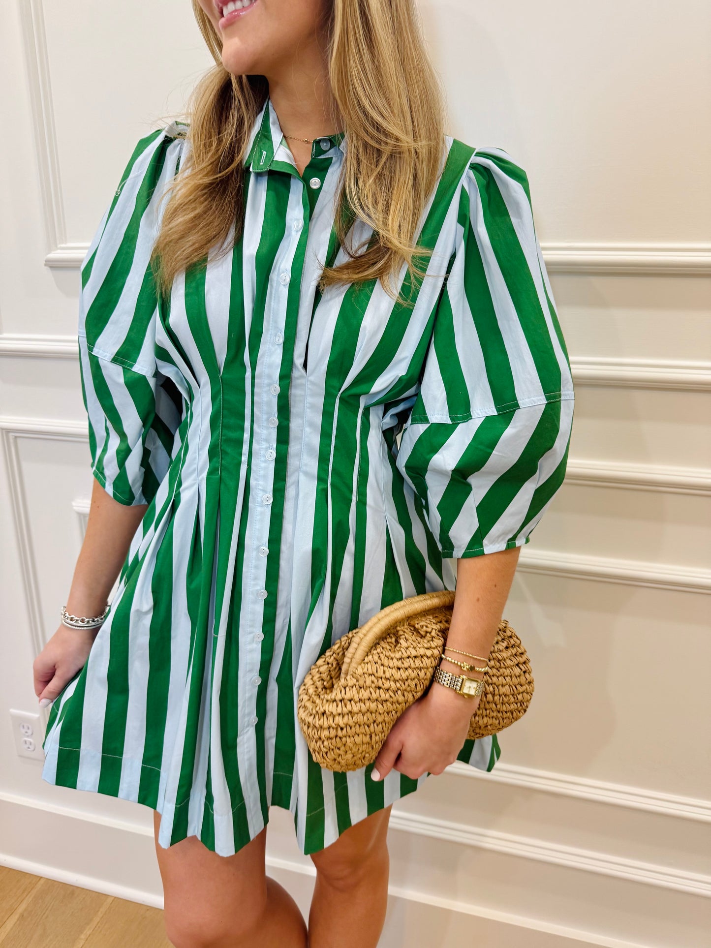 Scottie Stripe Dress - Green