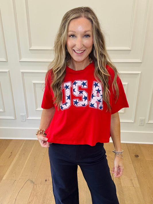 USA Stars Tee - Red