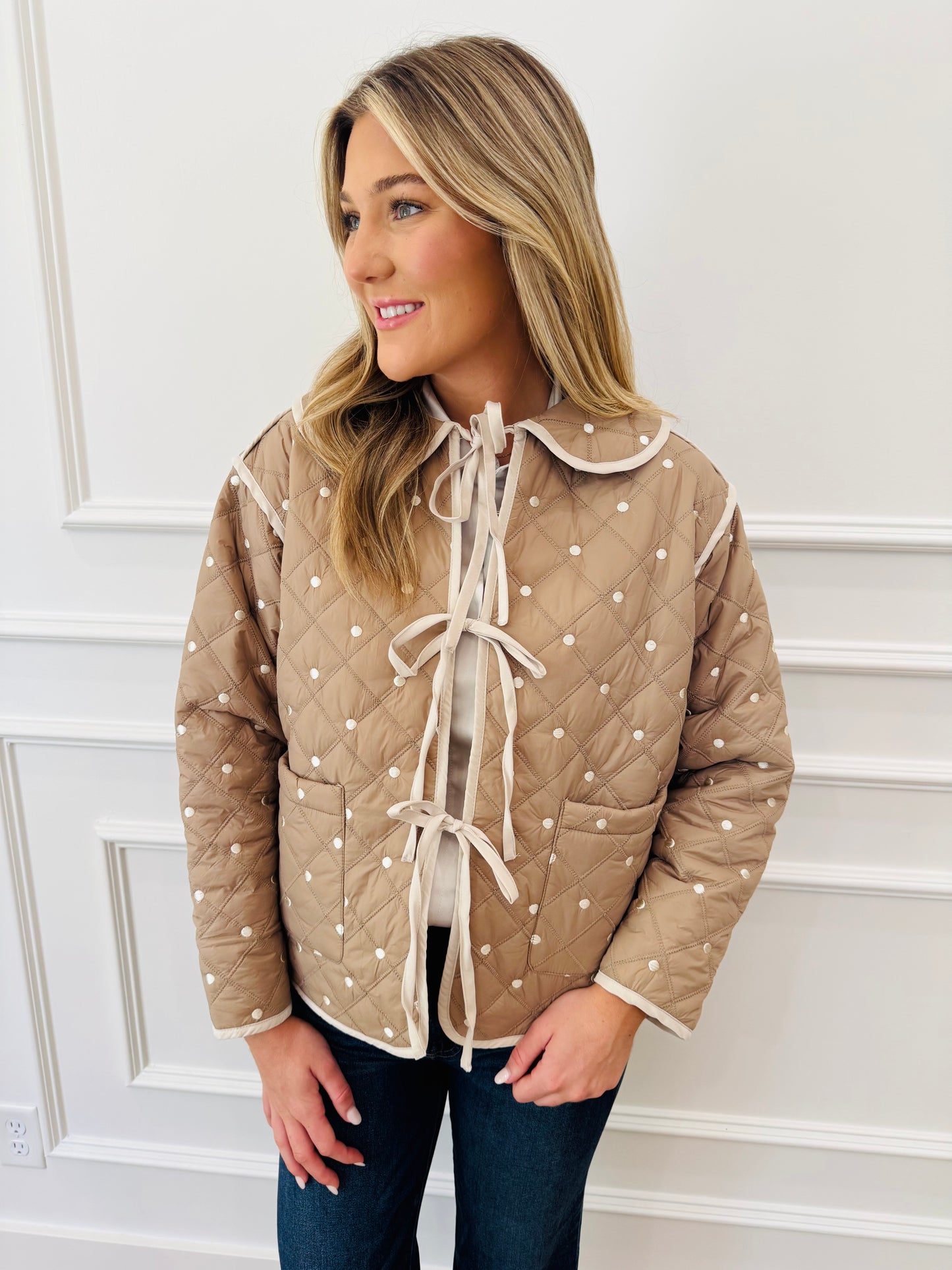 Preslie Polka Dot Jacket - Mocha