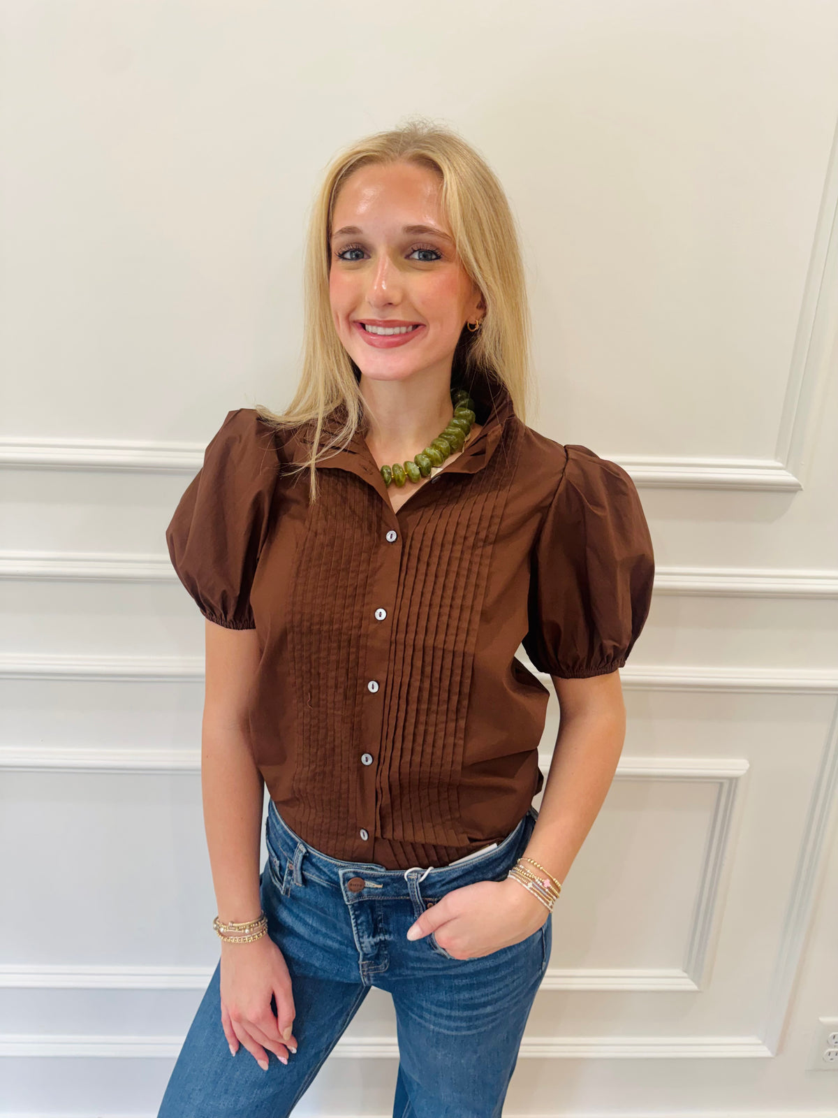 Piper Pintuck Top - Brown