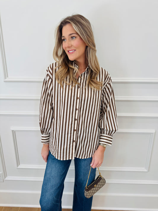 Merritt Stripe Top - Brown