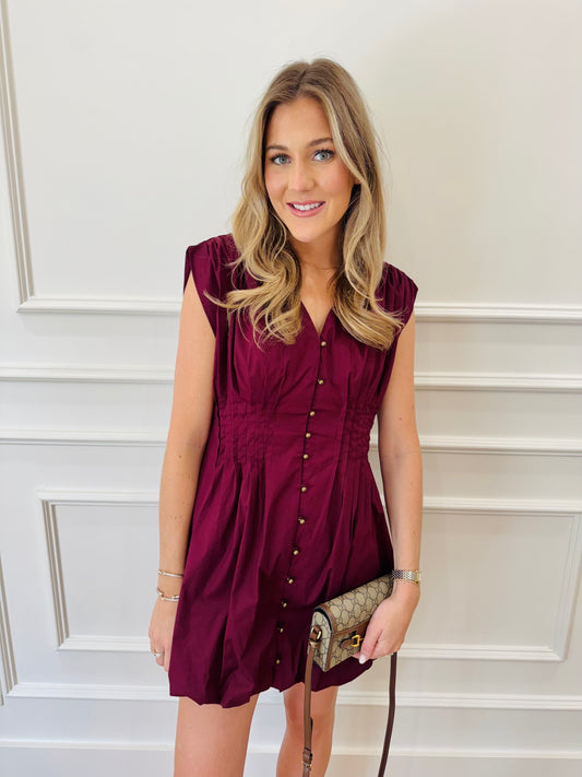 Winnie Bubble Dress - Burgundy