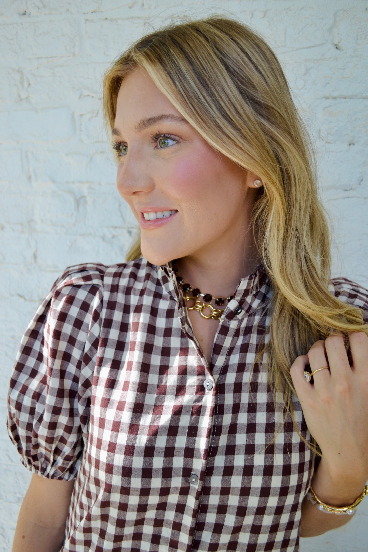 Gabi Gingham Dress - Brown