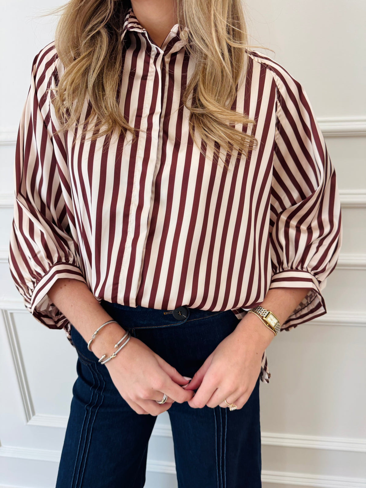 Ashlynn Stripe Top - Brown