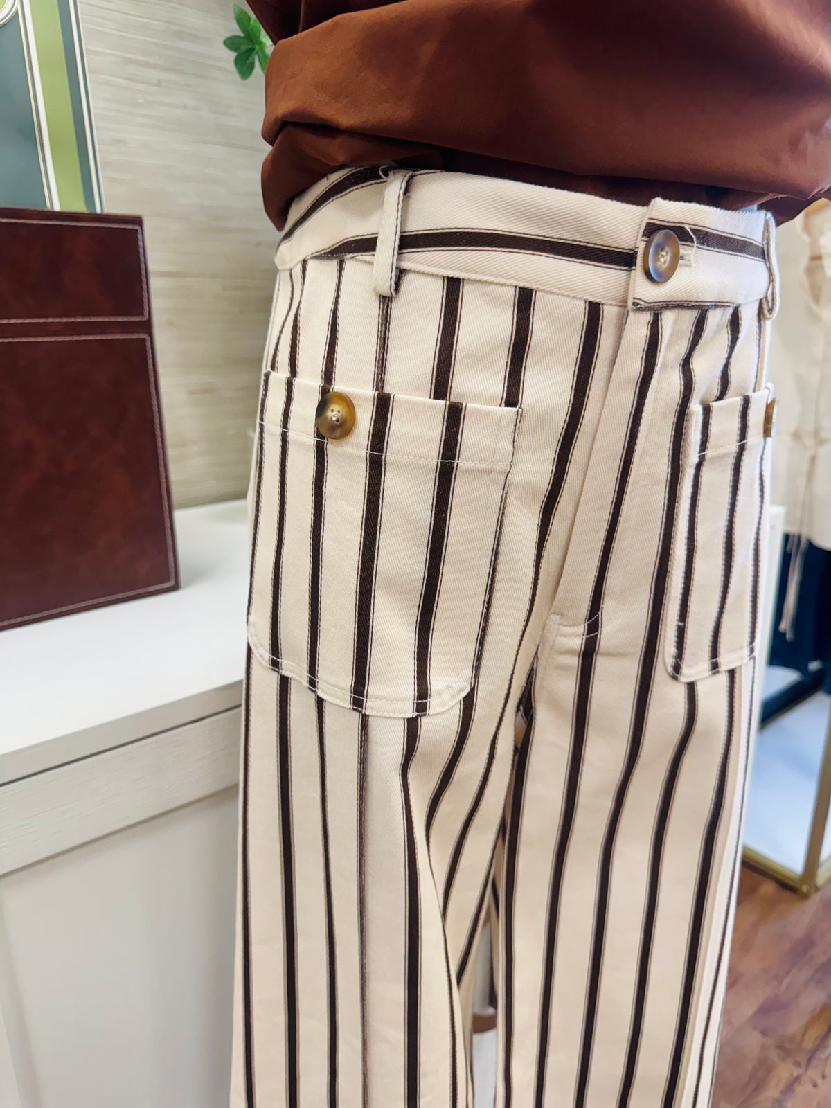 Main Street Stripe Jeans - Brown