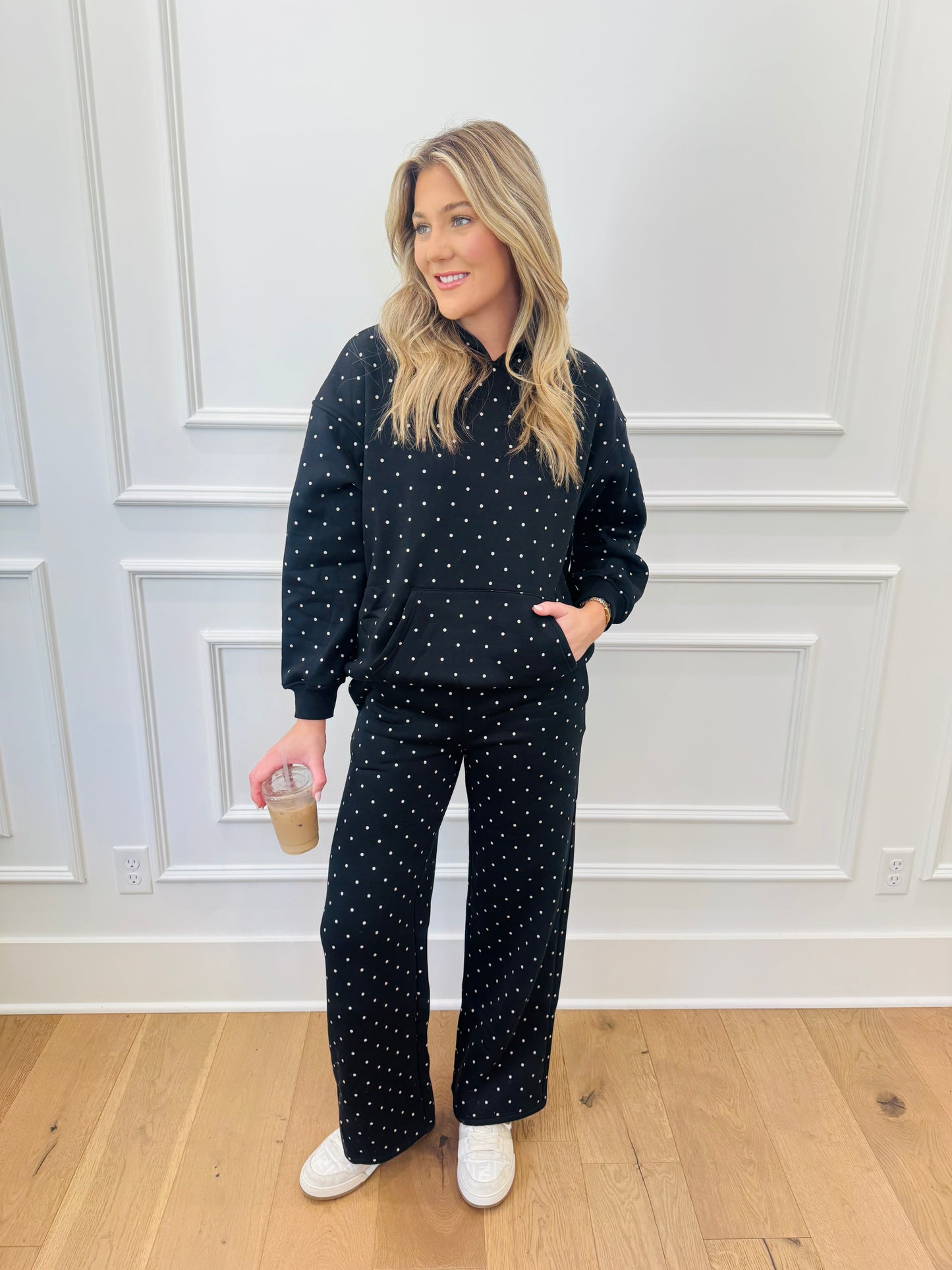 Bambi Polka Dot Sweat Pants - Black