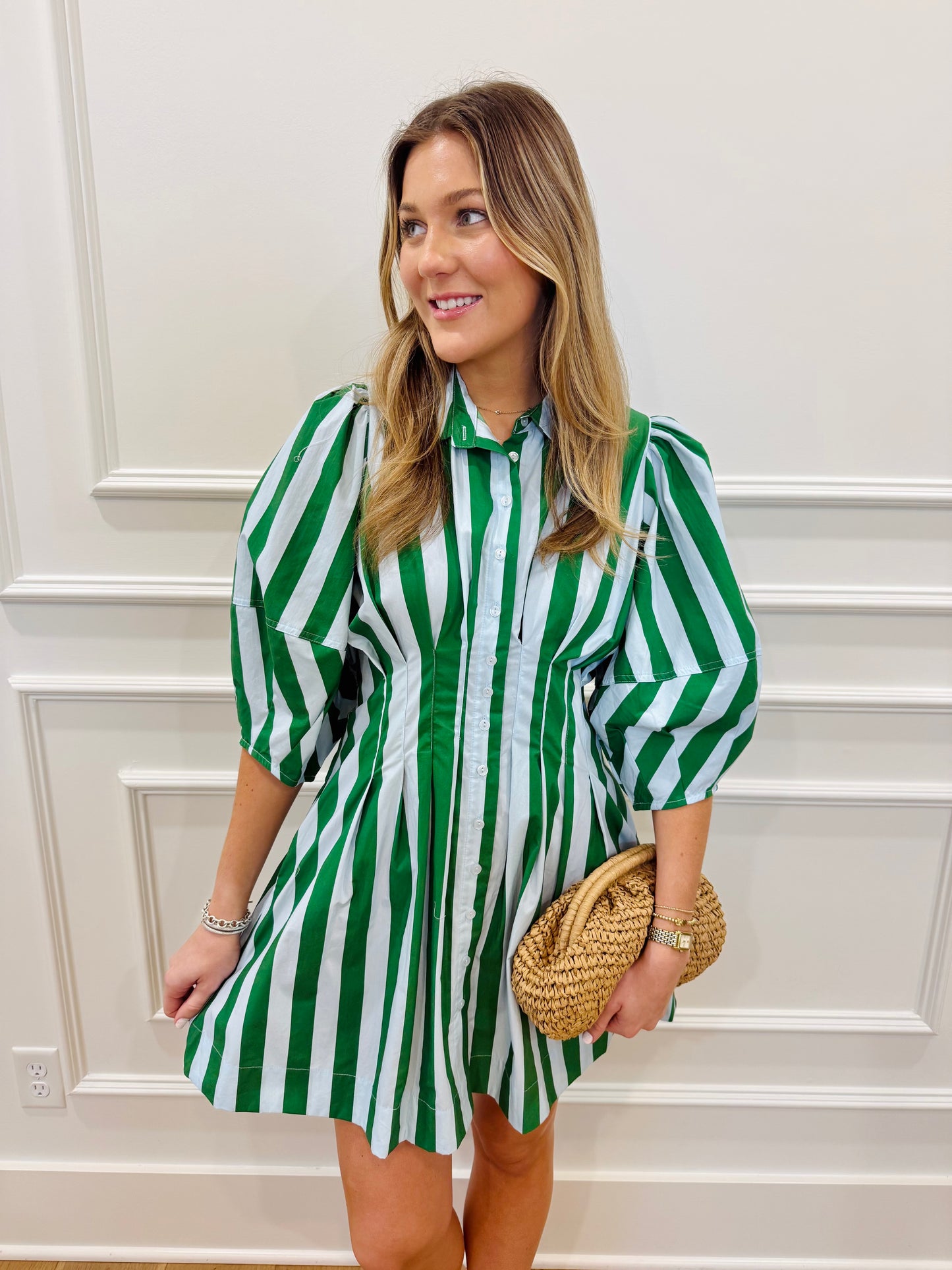 Scottie Stripe Dress - Green