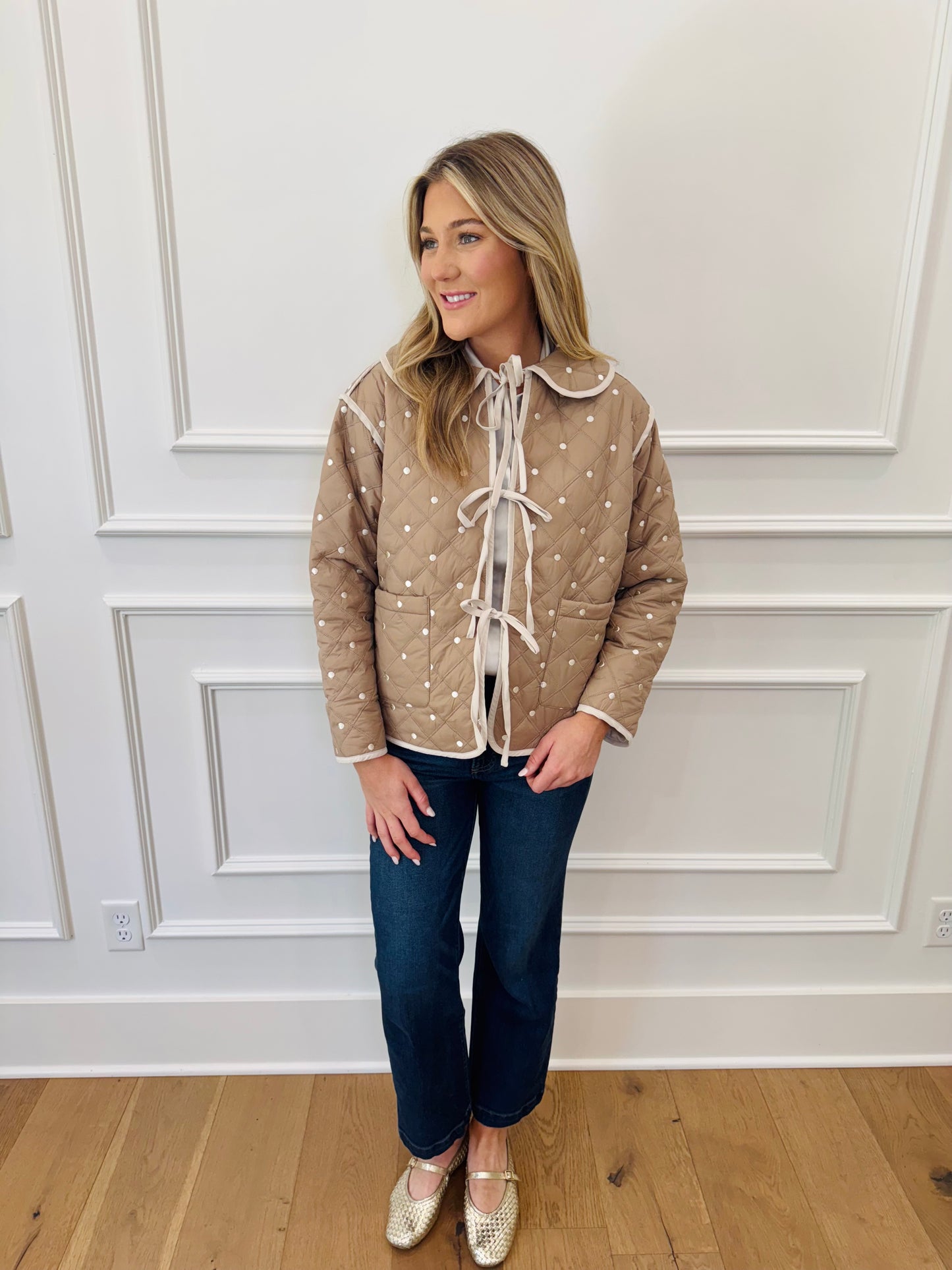 Preslie Polka Dot Jacket - Mocha